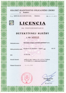 Certifikát pre detektívne služby | srss.sk
