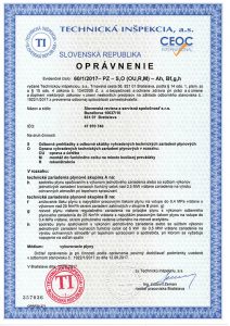 Certifikát - oprávnenie vykonávať plynové revízie